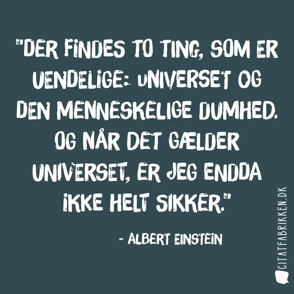 Der findes to ting, som er uendelige: Universet og den menneskelige dumhed. Og når det gælder universet, er jeg endda ikke helt sikker.