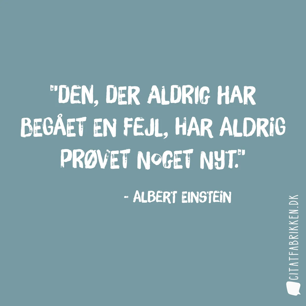 Den, der aldrig har begået en fejl, har aldrig prøvet noget nyt.