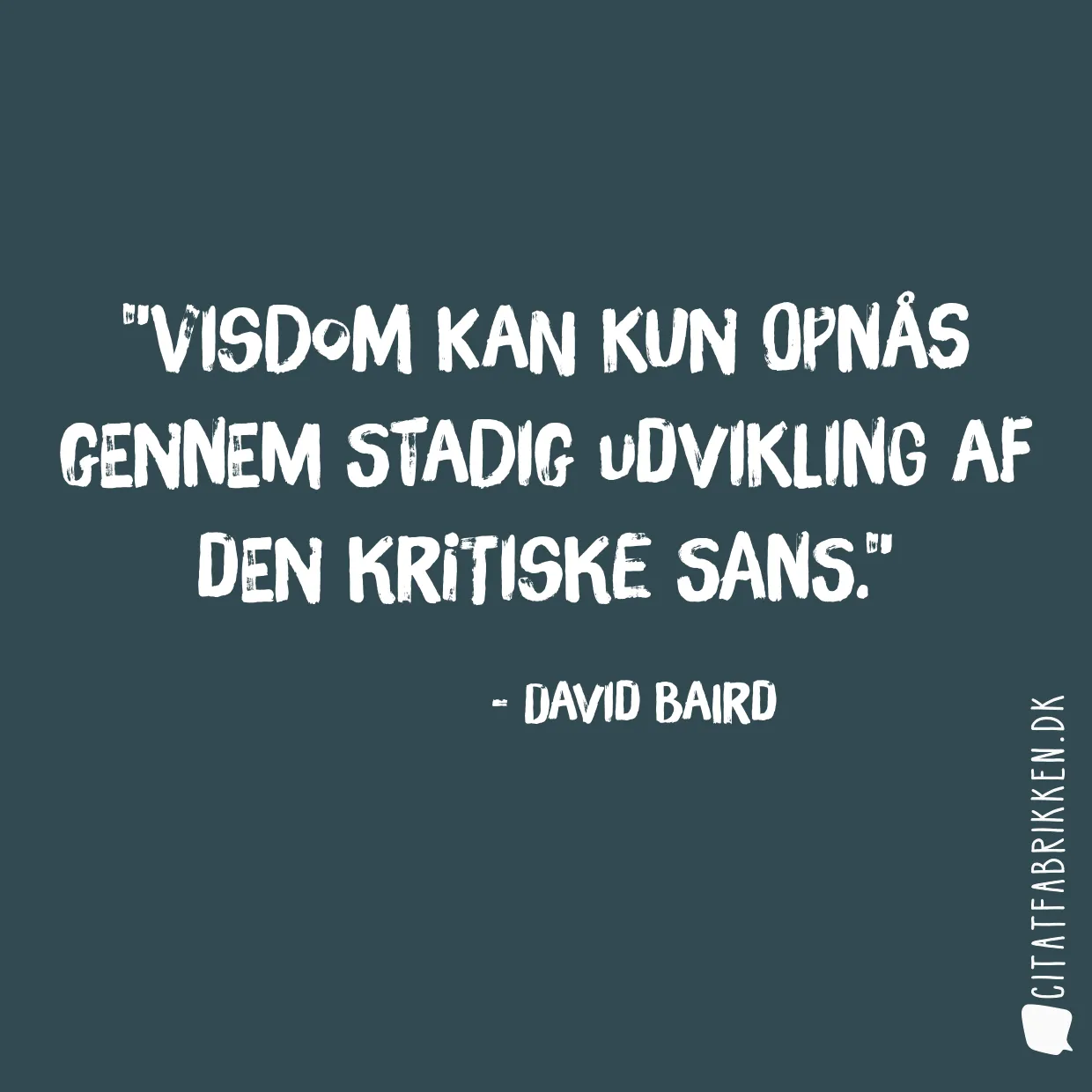 Visdom kan kun opnås gennem stadig udvikling af den kritiske sans.