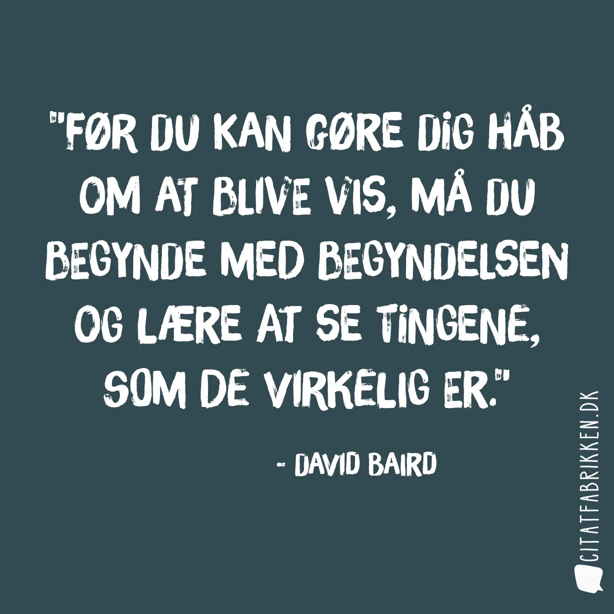 Før du kan gøre dig håb om at blive vis, må du begynde med begyndelsen og lære at se tingene, som de virkelig er.