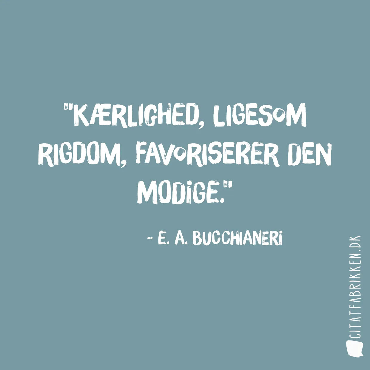 Kærlighed, ligesom rigdom, favoriserer den modige.