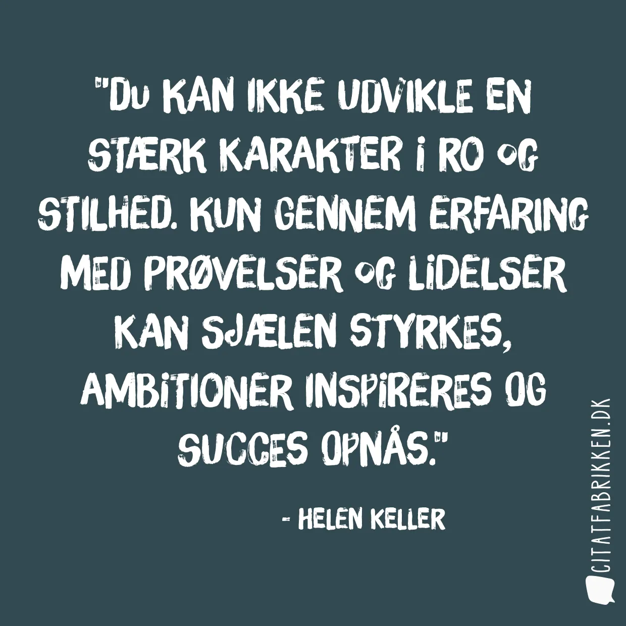 Du kan ikke udvikle en stærk karakter i ro og stilhed. Kun gennem erfaring med prøvelser og lidelser kan sjælen styrkes, ambitioner inspireres og succes opnås.