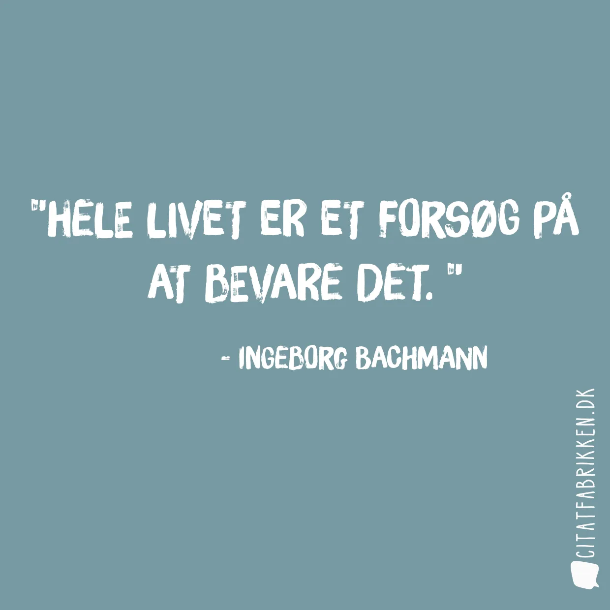 Hele livet er et forsøg på at bevare det. 