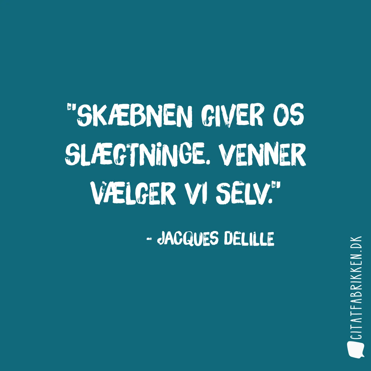 Skæbnen giver os slægtninge. Venner vælger vi selv.