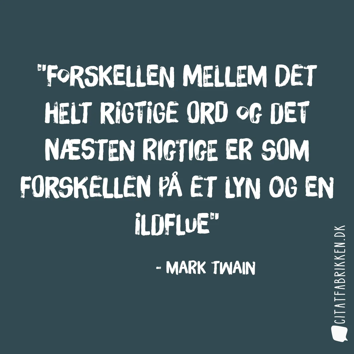 Forskellen mellem det helt rigtige ord og det næsten rigtige er som forskellen på et lyn og en ildflue