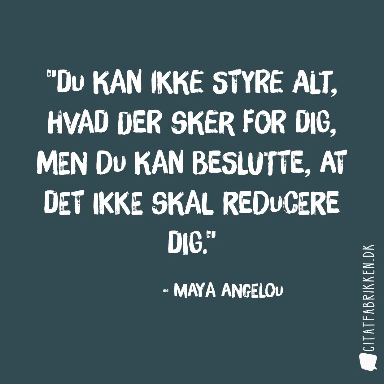 Du kan ikke styre alt, hvad der sker for dig, men du kan beslutte, at det ikke skal reducere dig.