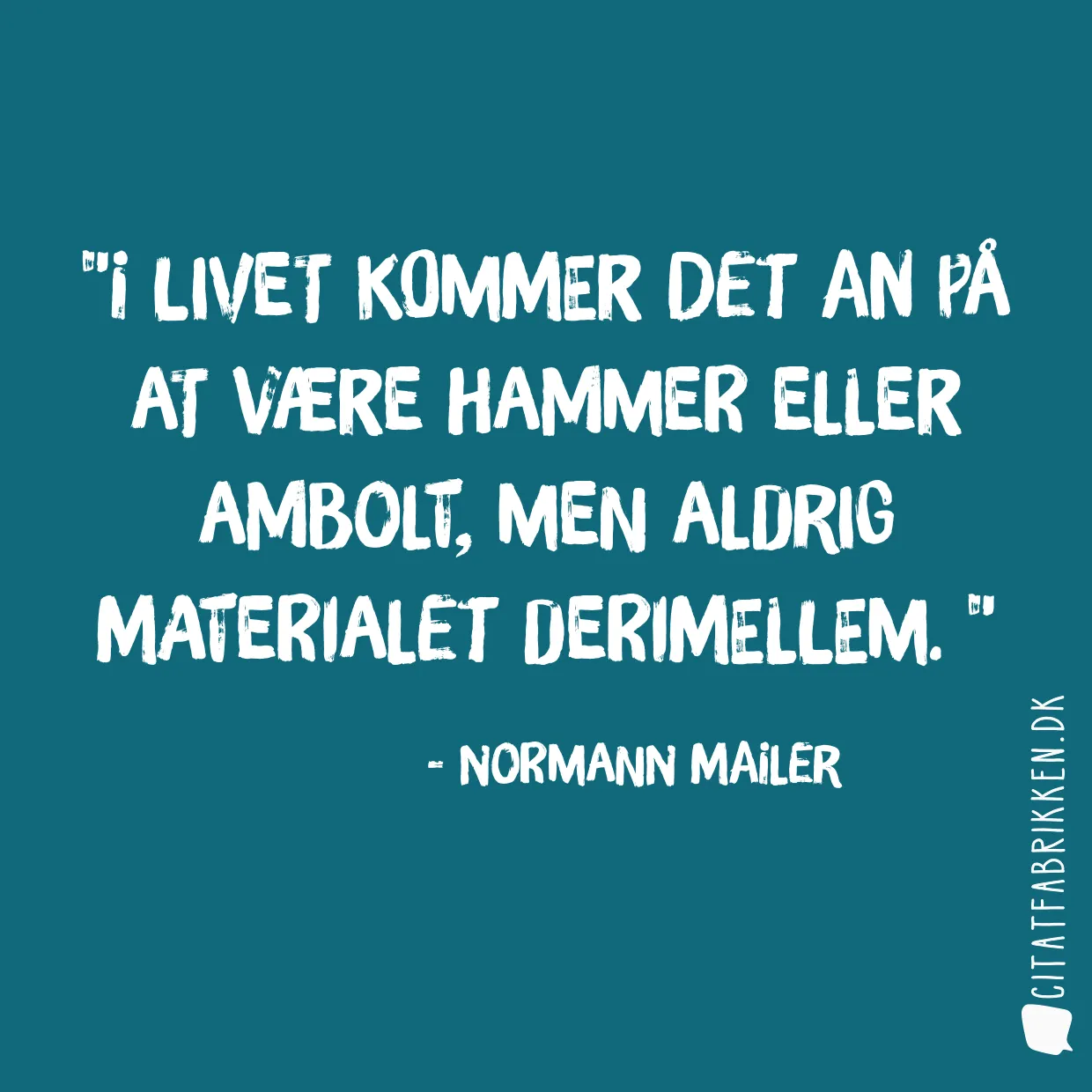 I livet kommer det an på at være hammer eller ambolt, men aldrig materialet derimellem. 