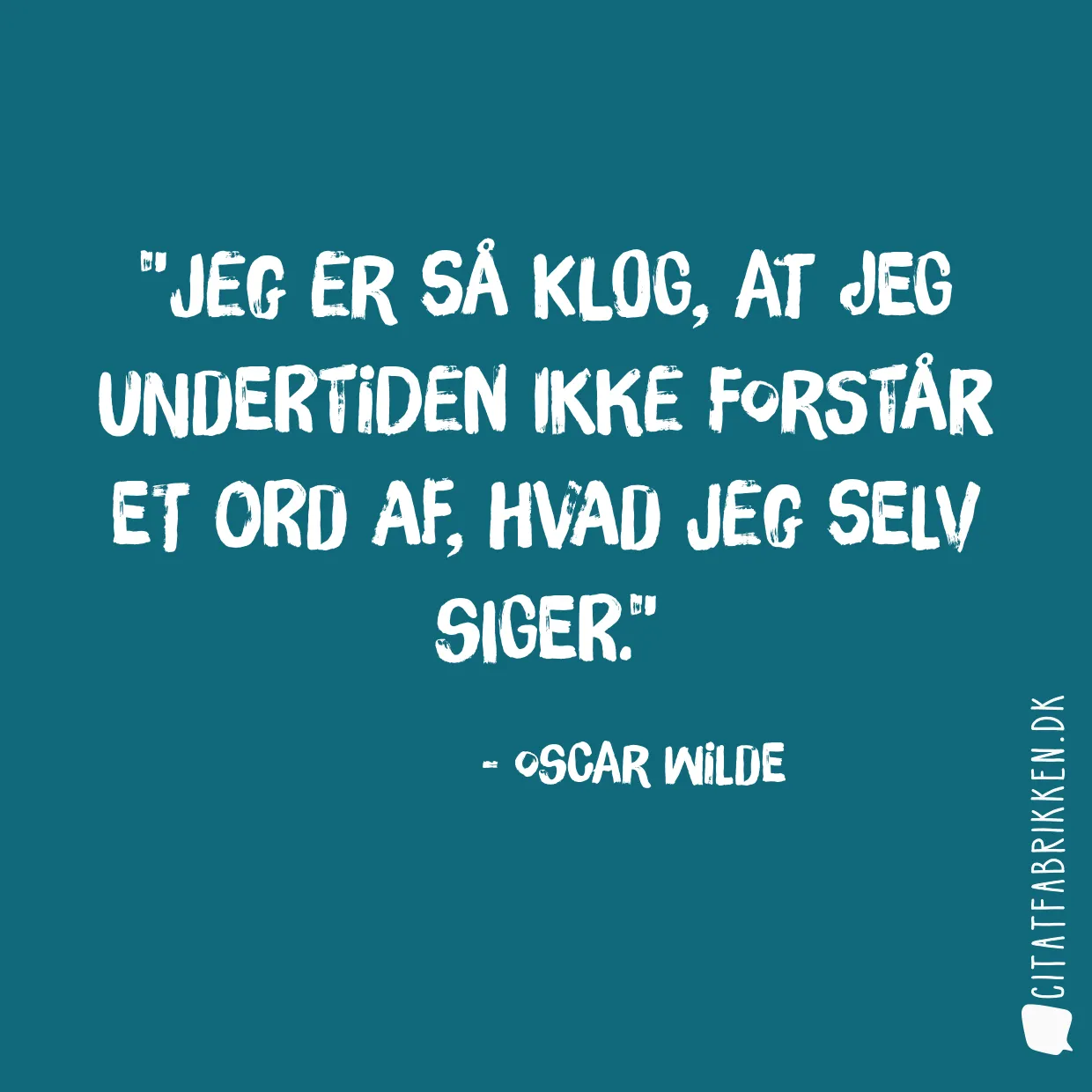 Jeg er så klog, at jeg undertiden ikke forstår et ord af, hvad jeg selv siger.