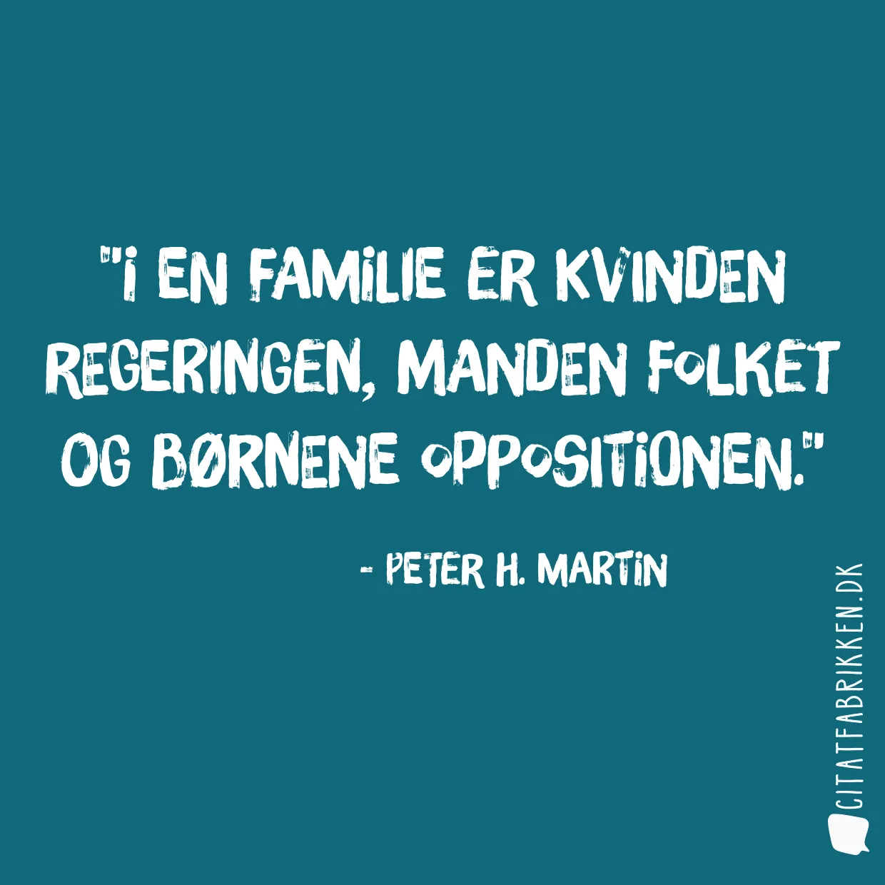 I en familie er kvinden regeringen, manden folket og børnene oppositionen.