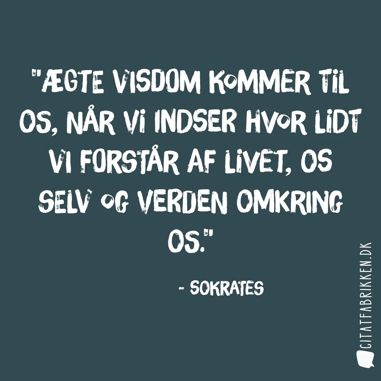 Ægte visdom kommer til os, når vi indser hvor lidt vi forstår af livet, os selv og verden omkring os.