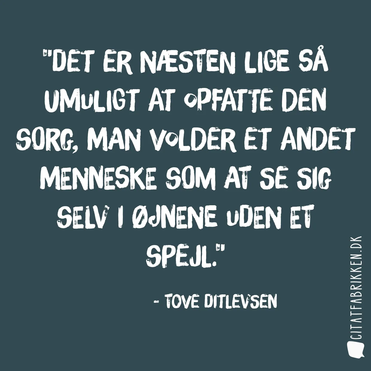 Det er næsten lige så umuligt at opfatte den sorg, man volder et andet menneske som at se sig selv i øjnene uden et spejl.
