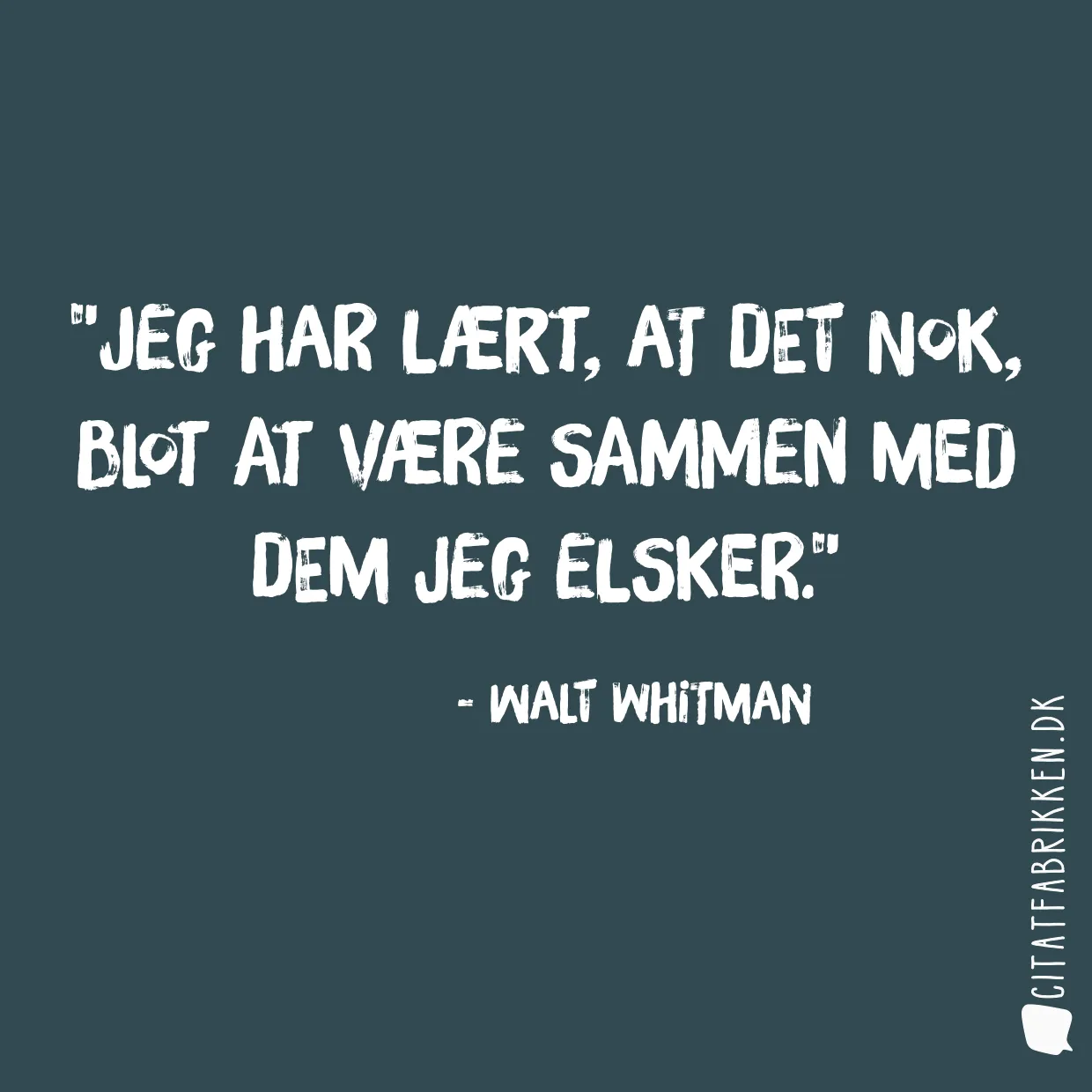 Jeg har lært, at det nok, blot at være sammen med dem jeg elsker.